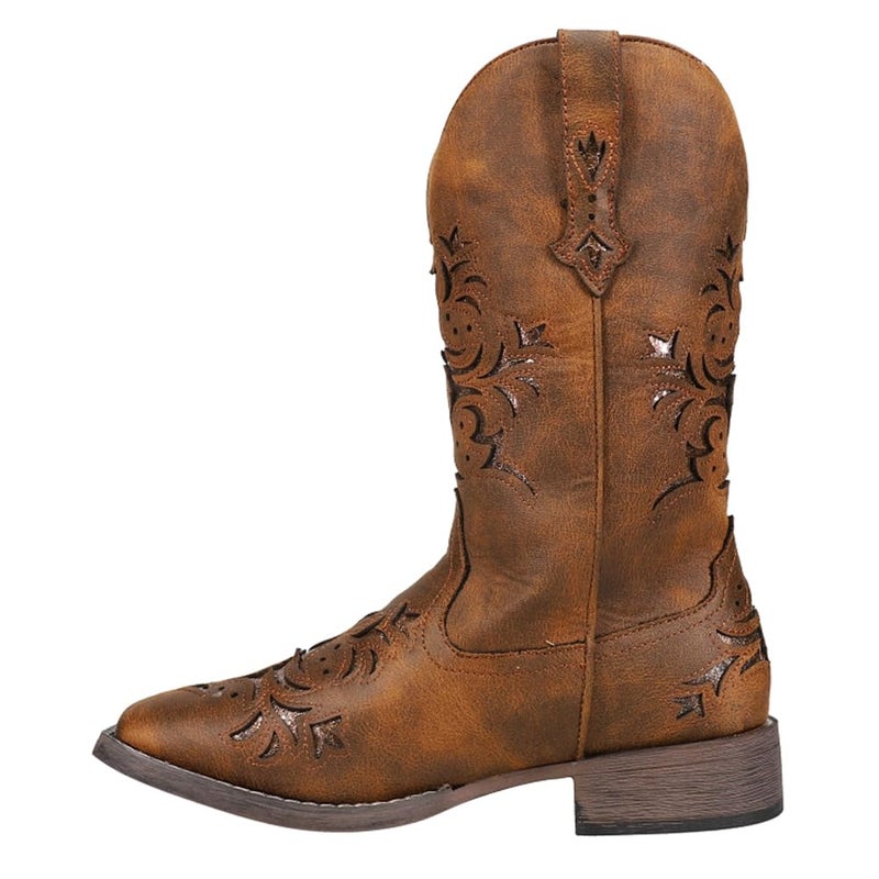 ROPER Womens Kennedy Glitter Square Toe Casual Boots Mid Calf Low Heel 1-2" - Brown - Size 8 B - Image 3